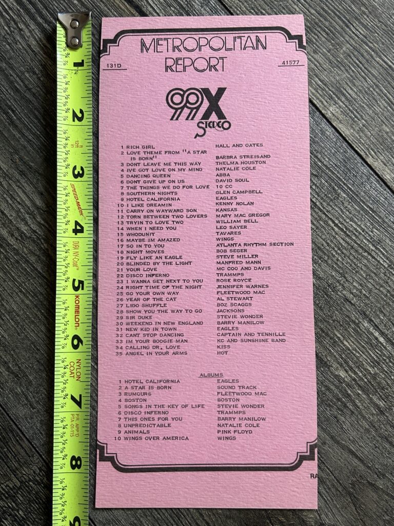 KISS Radio Survey Calling Dr. Love Apr 15 1977 Rock And Roll Over Vintage Aucoin