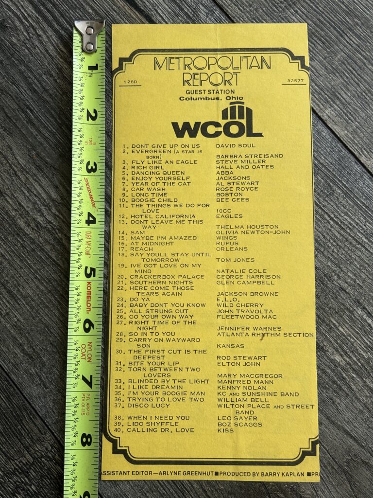 KISS Radio Survey Calling Dr. Love Mar 25 1977 Rock And Roll Over Vintage Aucoin