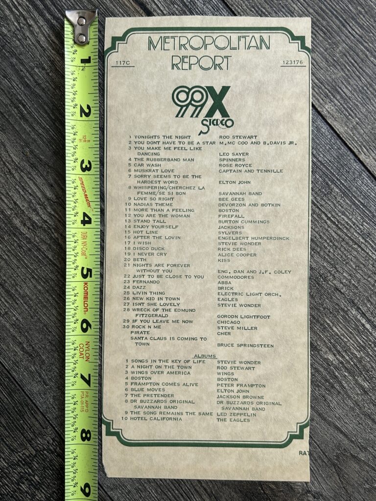 KISS Radio Survey Beth Dec 31 1976 Vintage Kiss Aucoin Peter Criss Destroyer