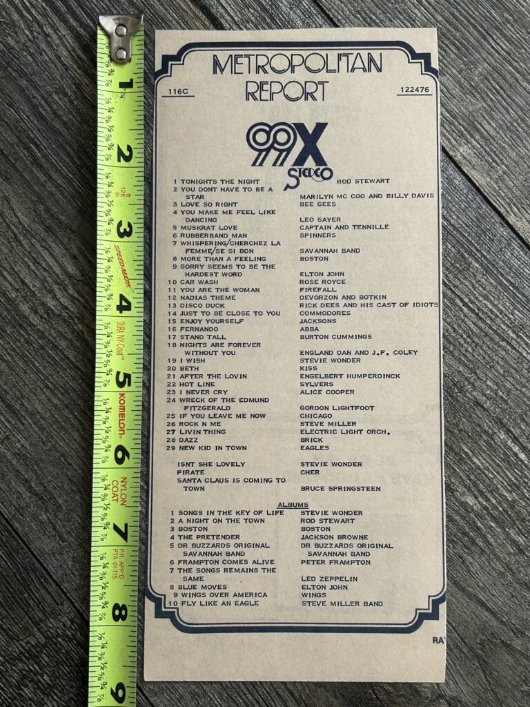 KISS Radio Survey Beth Dec 24 1976 Vintage Kiss Aucoin Peter Criss Destroyer
