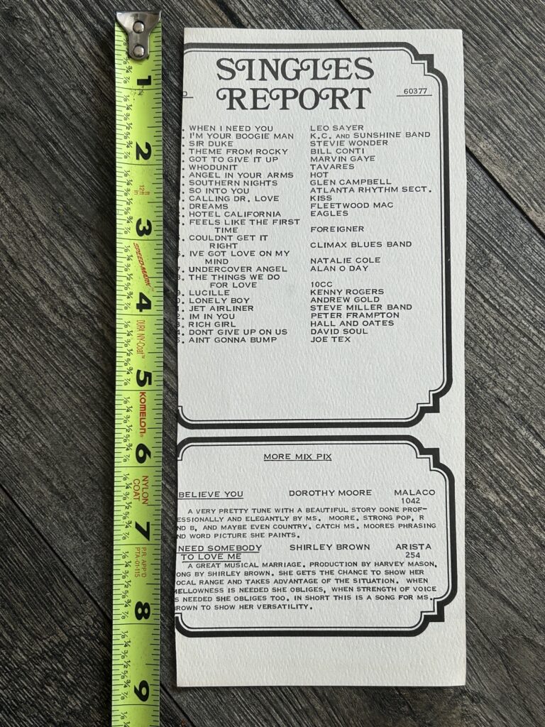 KISS Radio Survey Calling Dr Love 1977 Rock And Roll Over Vintage Kiss Aucoin B