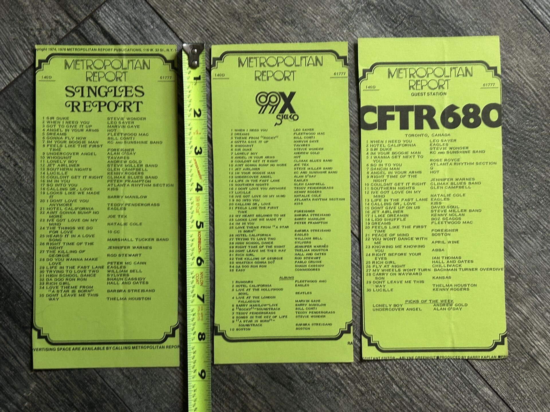 KISS Radio Survey Calling Dr. Love 3pc Lot June 17 1977 Vintage Kiss Aucoin