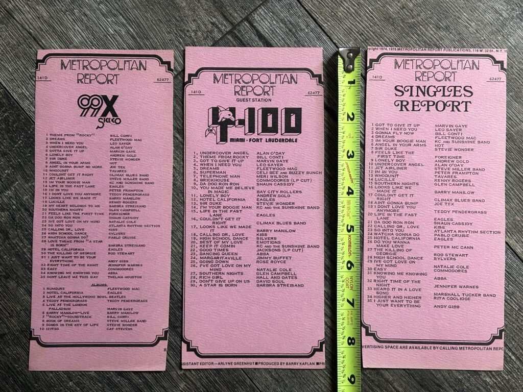KISS Radio Survey Calling Dr. Love 3pc Lot June 24 1977 Vintage Kiss Aucoin