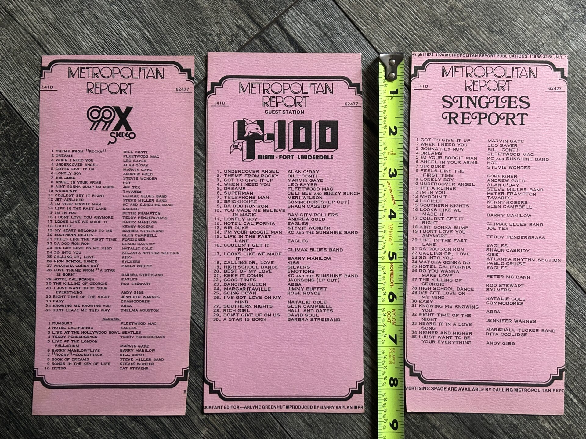 KISS Radio Survey Calling Dr. Love 3pc Lot June 24 1977 Vintage Kiss Aucoin