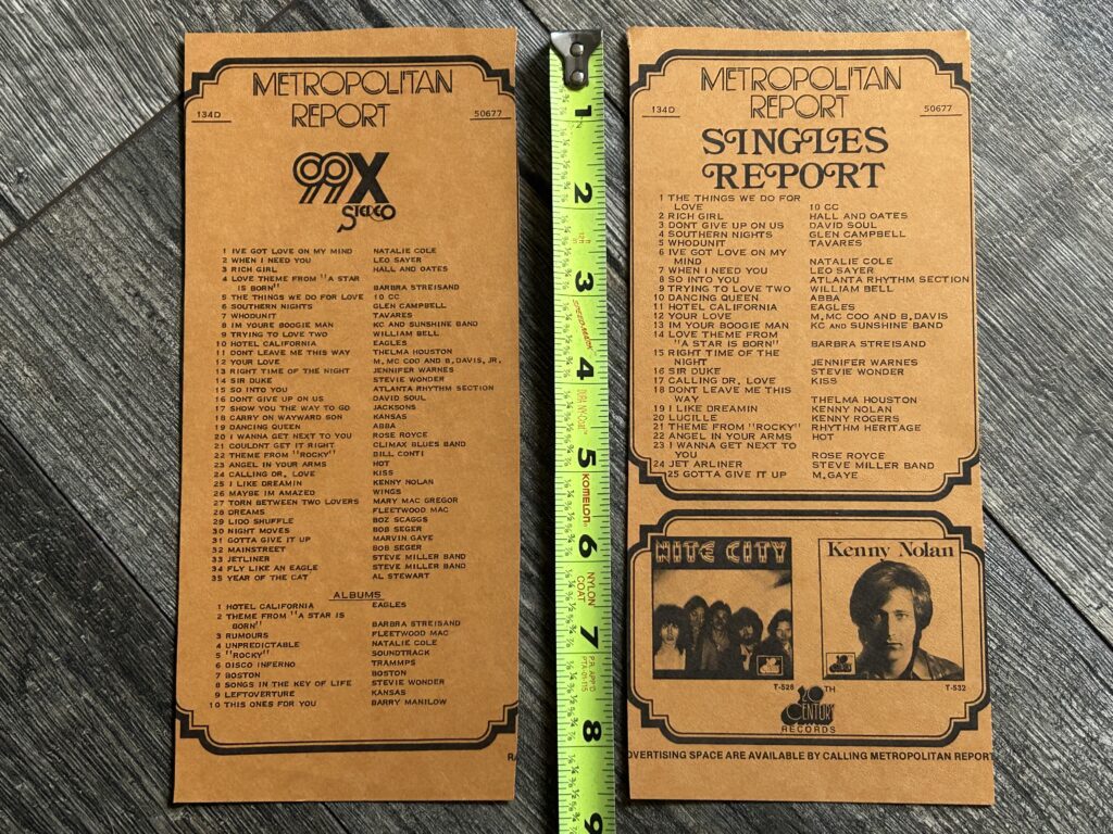 KISS Radio Survey Calling Dr. Love 2pc Lot May 6 1977 Vintage Kiss Aucoin
