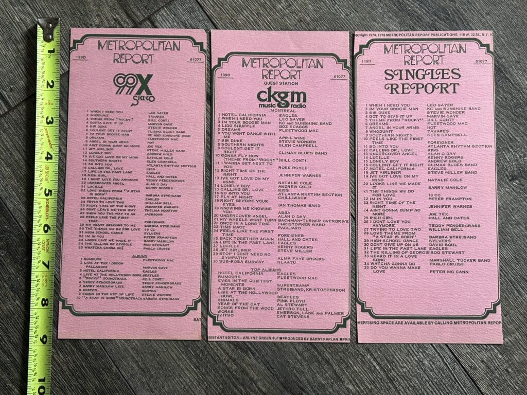 KISS Radio Survey Calling Dr. Love 3pc Lot June 10 1977 Vintage Kiss Aucoin