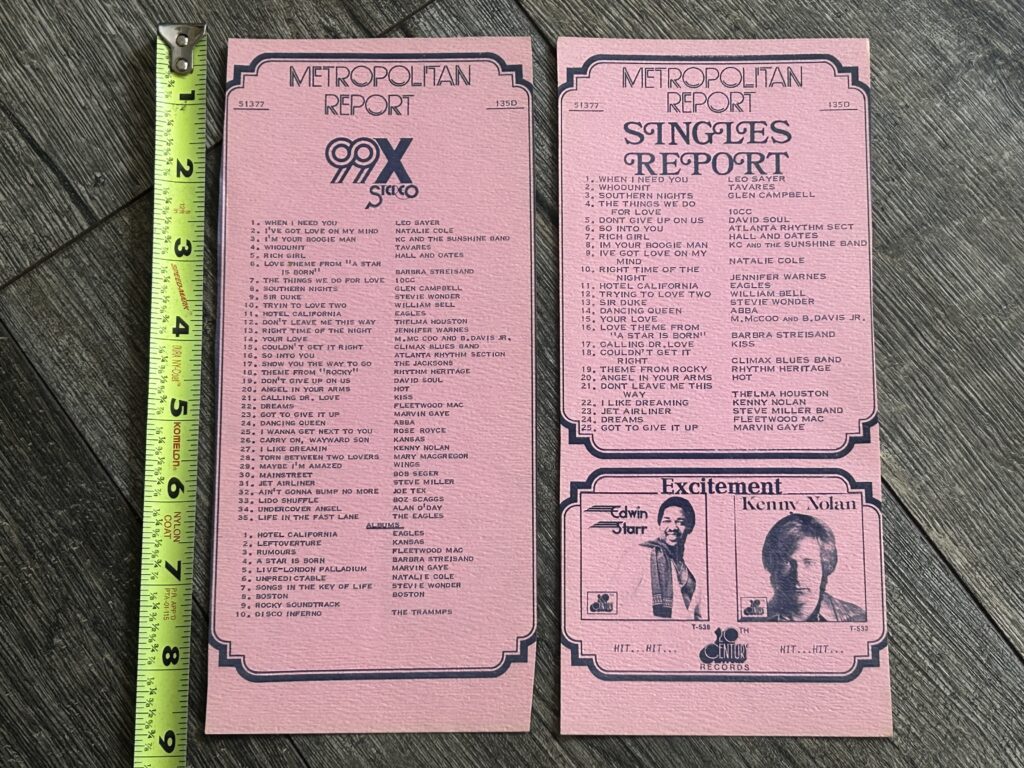 KISS Radio Survey Calling Dr. Love 2pc Lot May 13 1977 Vintage Kiss Aucoin