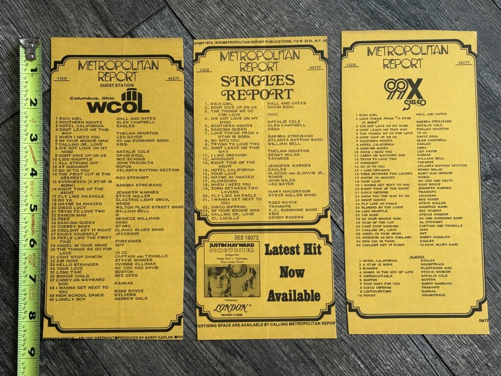 KISS Radio Survey Calling Dr. Love 3pc Lot April 22 1977 Vintage Kiss Aucoin