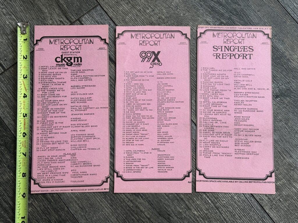 KISS Radio Survey Calling Dr. Love 3pc Lot April 29 1977 Vintage Kiss Aucoin