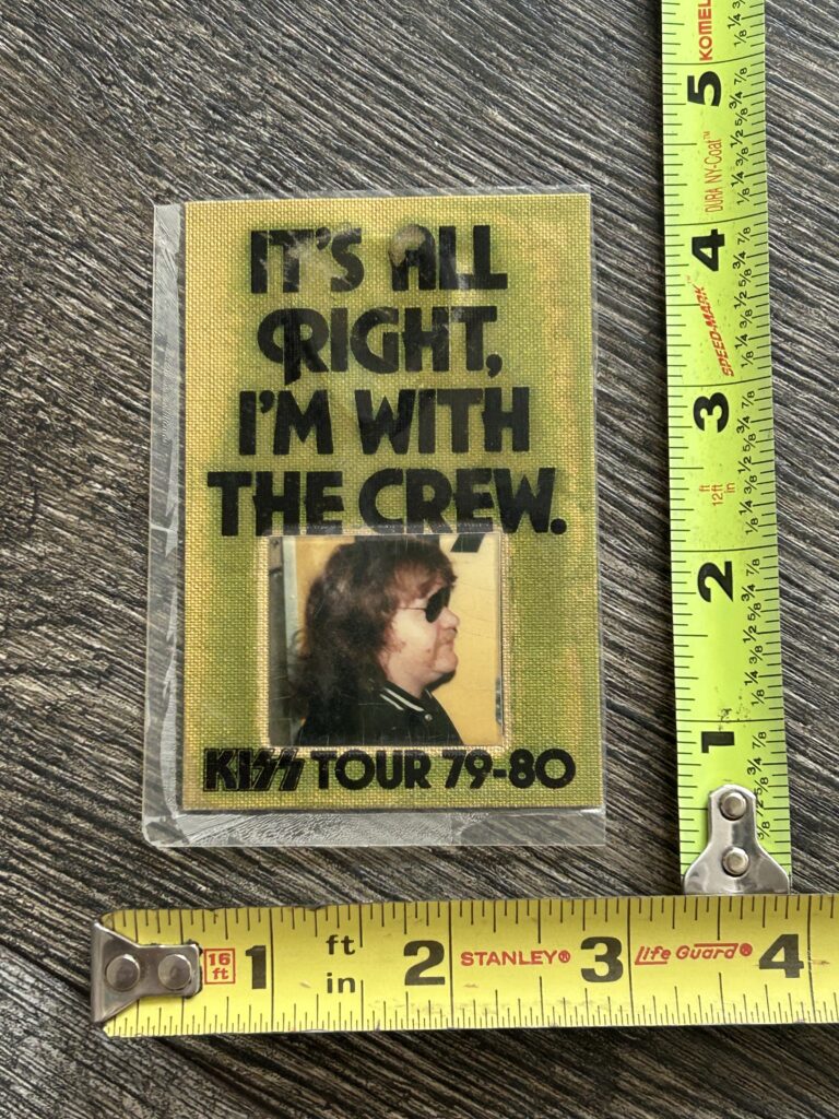 KISS Laminate Pass 79-80 Tex Holmes Ace Frehley Guitar Tech Aucoin Vintage Kiss