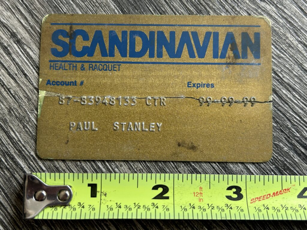 Kiss PAUL STANLEY Gym Membership Card Scandinavian Club 1980's Vintage Kiss