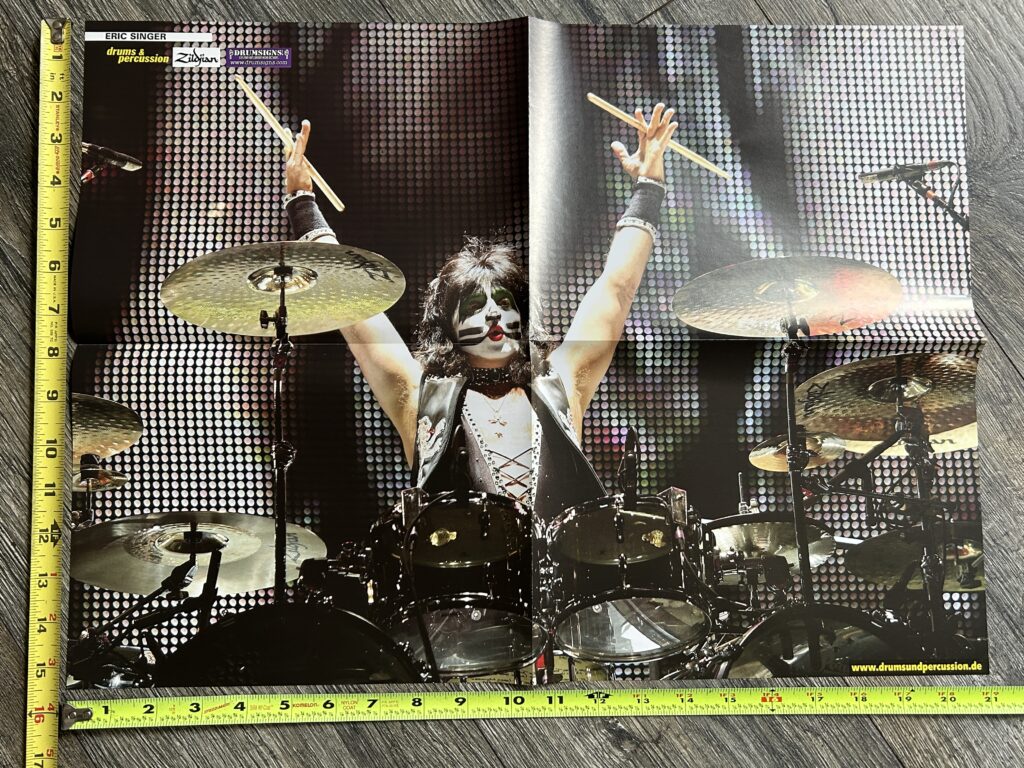 KISS Poster Centerfold ERIC SINGER Zildjian Cymbals Vintage Kiss Memorabilia