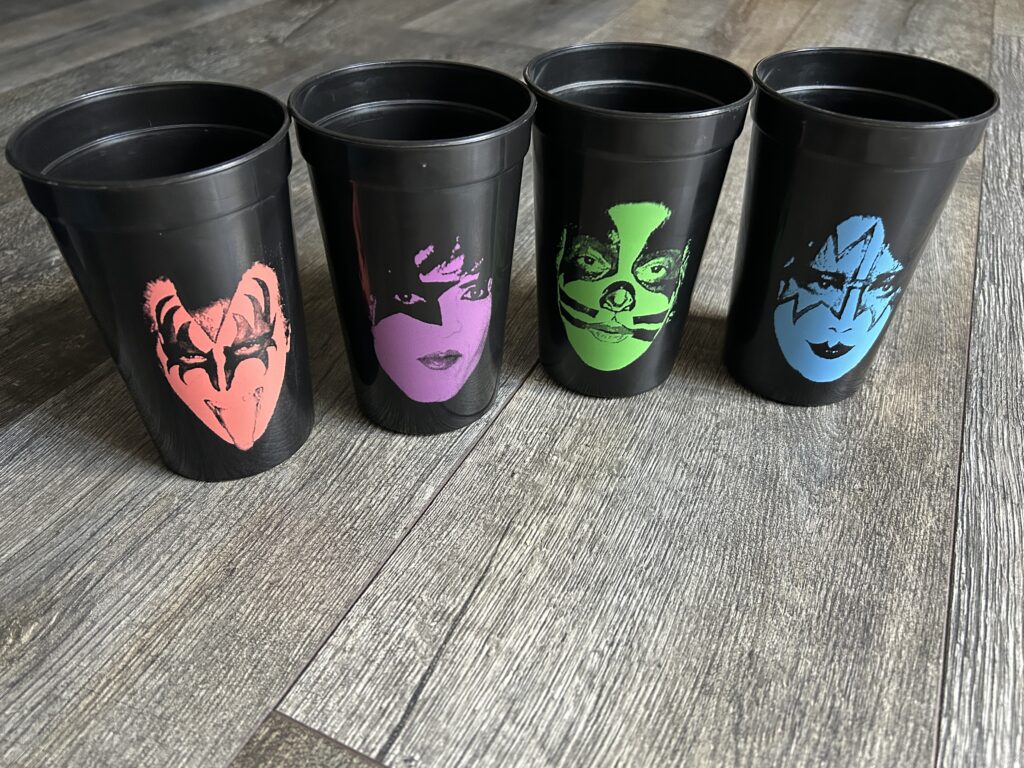 KISS Cup Set 1990 A 1970's Aucoin Era Color Faces Vintage Kiss Memorabilia