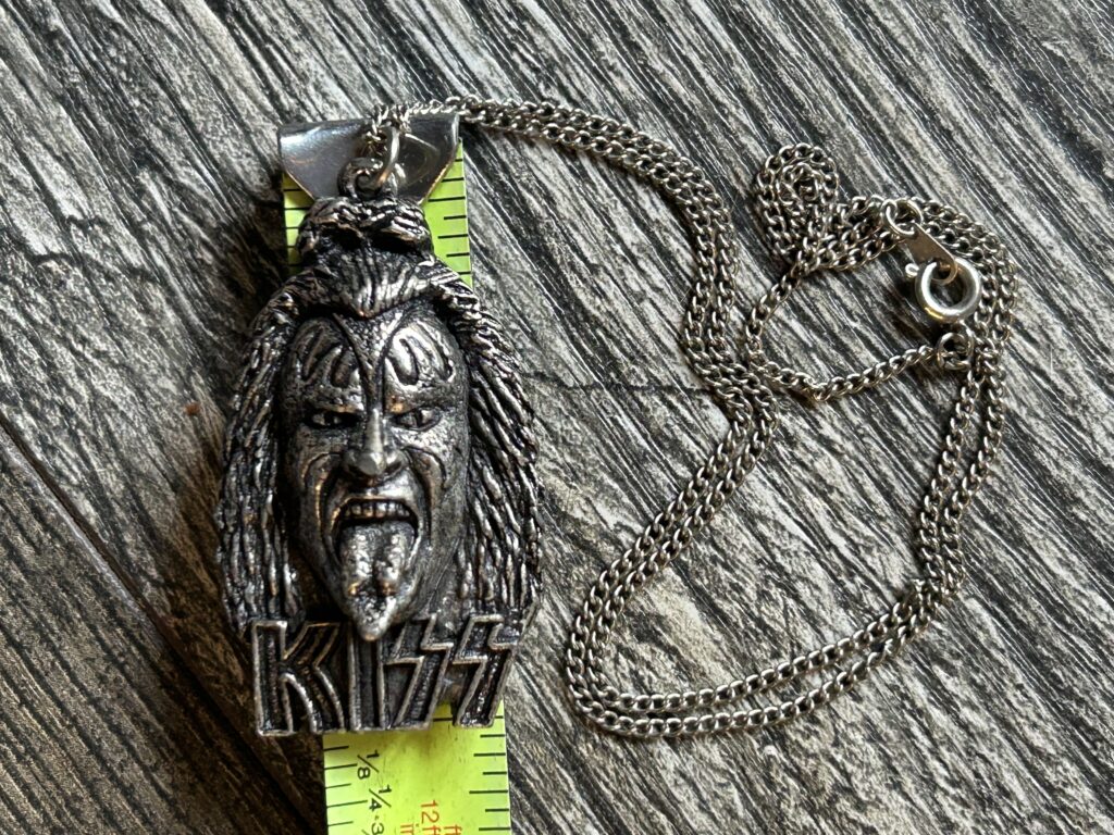 KISS Necklace Pendant Gene Simmons Head Silver Vintage Kiss Memorabilia Aucoin