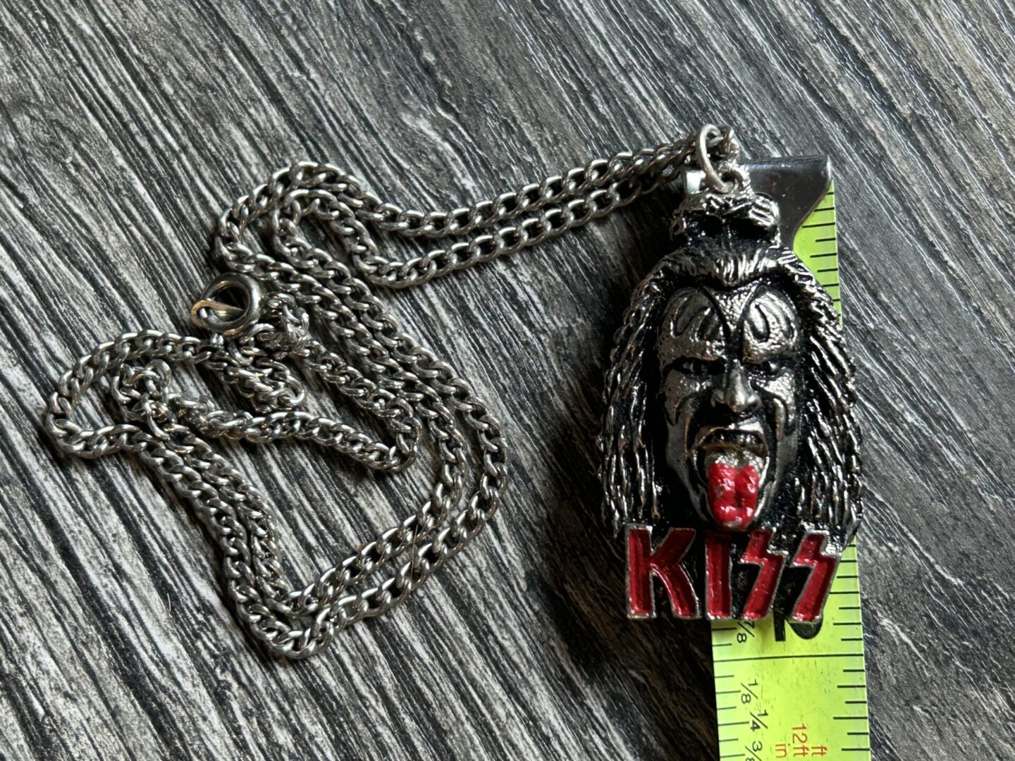 KISS Necklace Pendant Gene Simmons Head Red Logo Vintage Kiss Memorabilia Aucoin