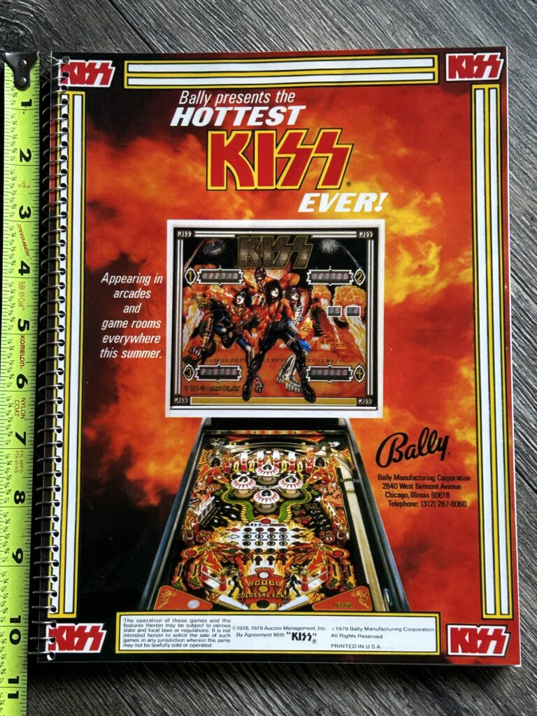KISS Spiral Notebook Custom Made Bally Pinball Machine Vintage Kiss Aucoin Style