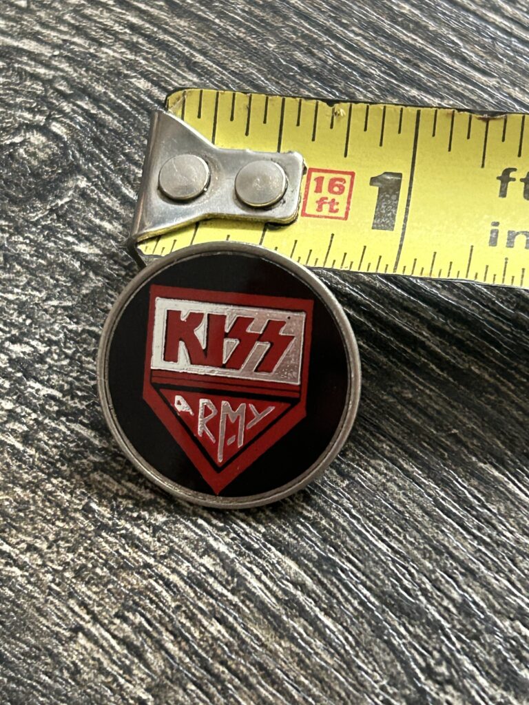 KISS Pin Badge Kiss Army Shield Red Black 3/4" Vintage Kiss Memorabilia Aucoin