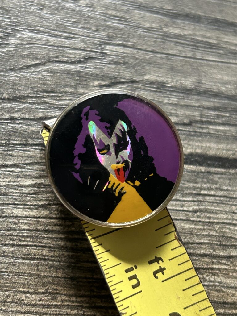 KISS Pin Badge Gene Simmons Purple Black 1" Vintage Kiss Memorabilia Aucoin
