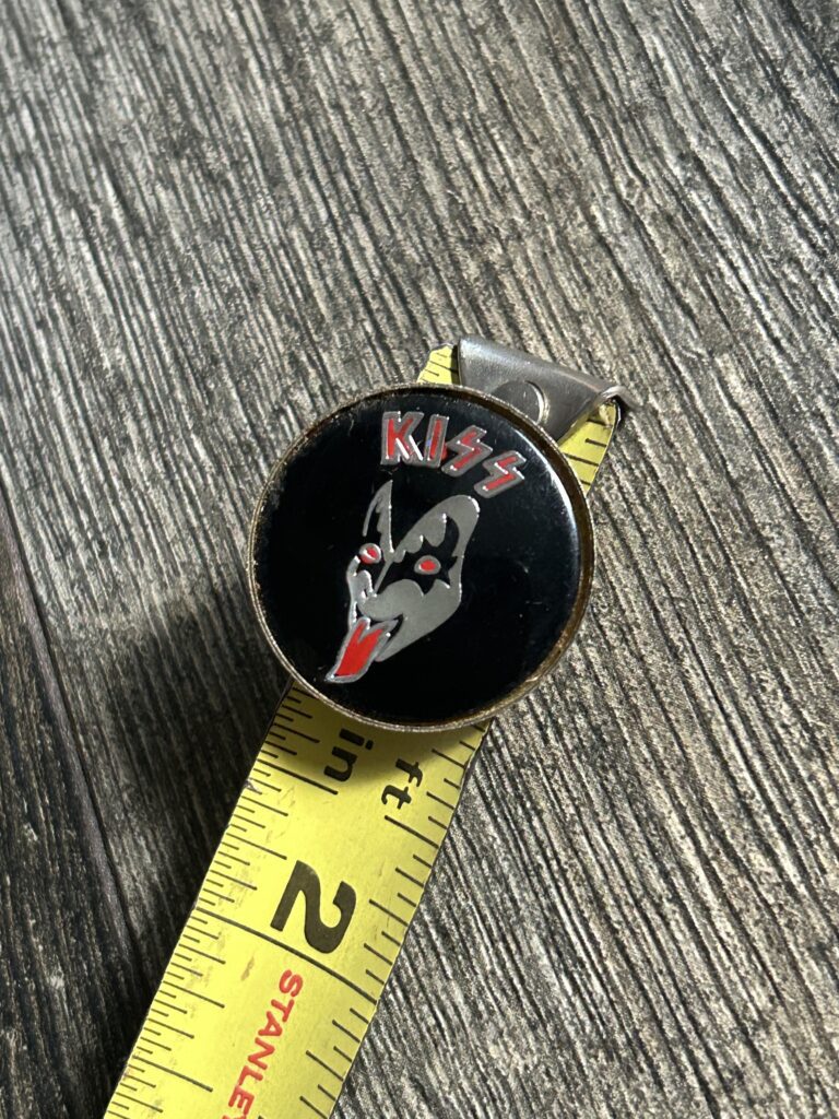 KISS Pin Badge Gene Simmons Face Tongue Round 1" Vintage Kiss Memorabilia Aucoin