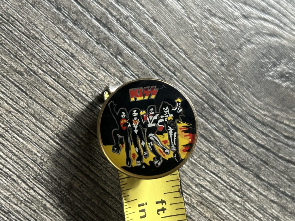 KISS Pin Badge Destroyer Cover Black Round 1" Vintage Kiss Memorabilia Aucoin