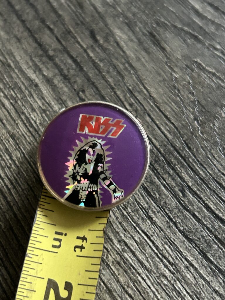 KISS Pin Badge Gene Simmons Alive Purple 1" Vintage Kiss Memorabilia Aucoin