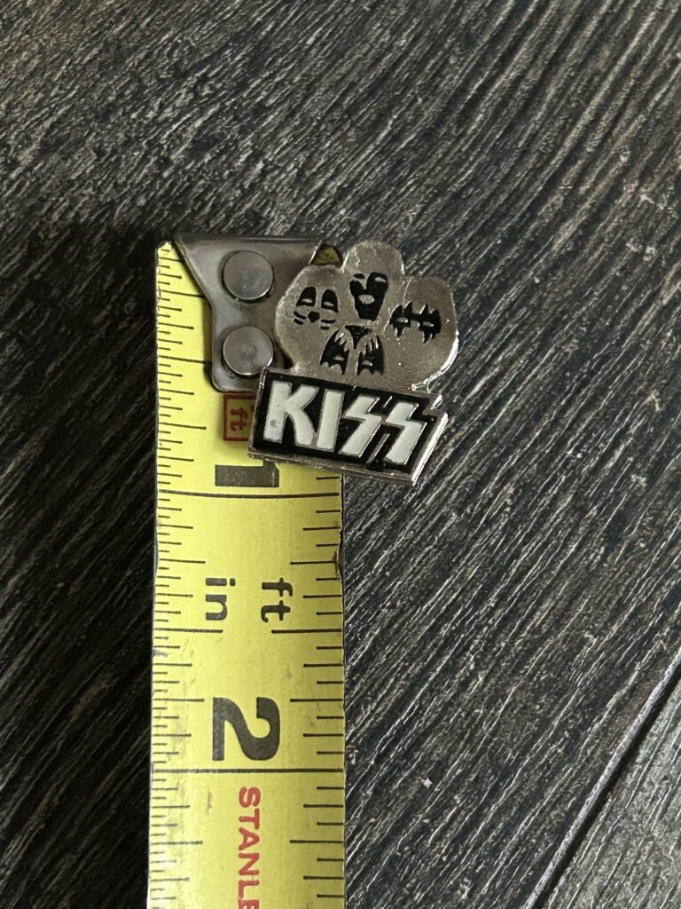 KISS Pin Badge 4 Faces Shaped Silver Black 3/4" Vintage Kiss Memorabilia Aucoin