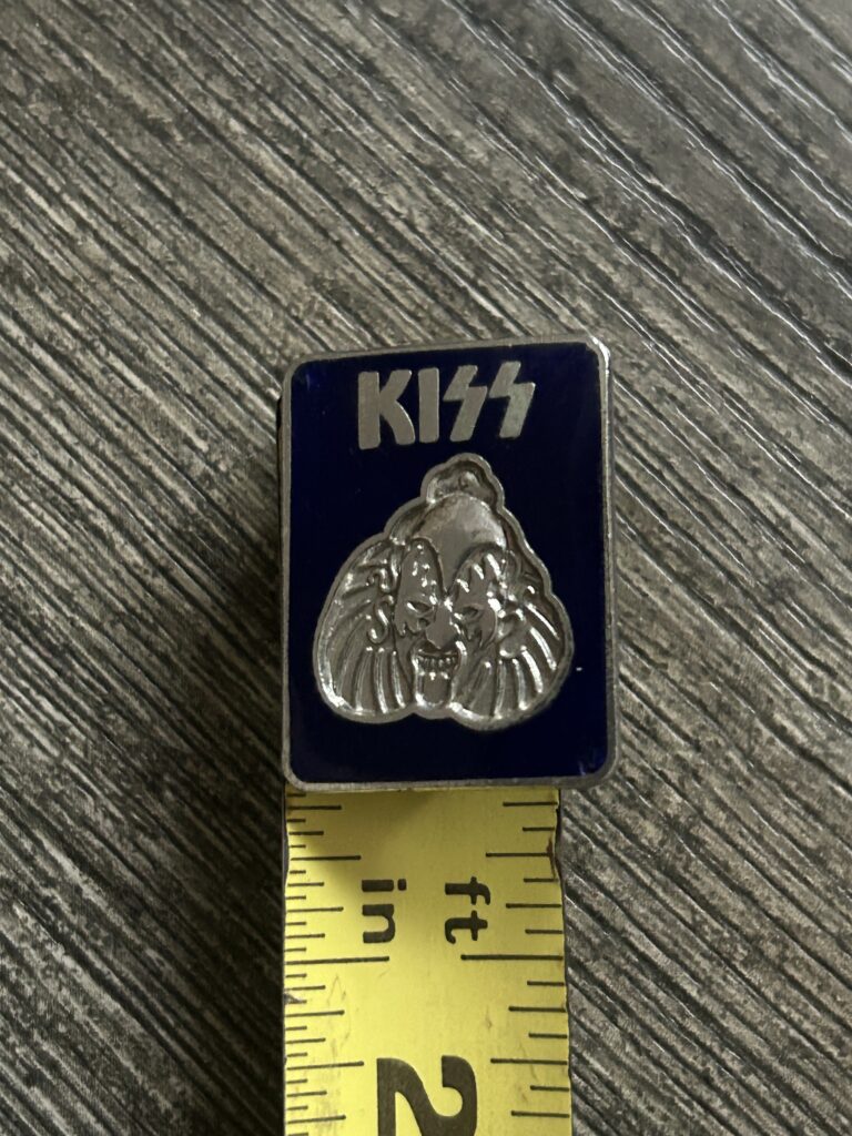 KISS Pin Badge Gene Simmons Silver Navy Blue 1" Vintage Kiss Memorabilia Aucoin