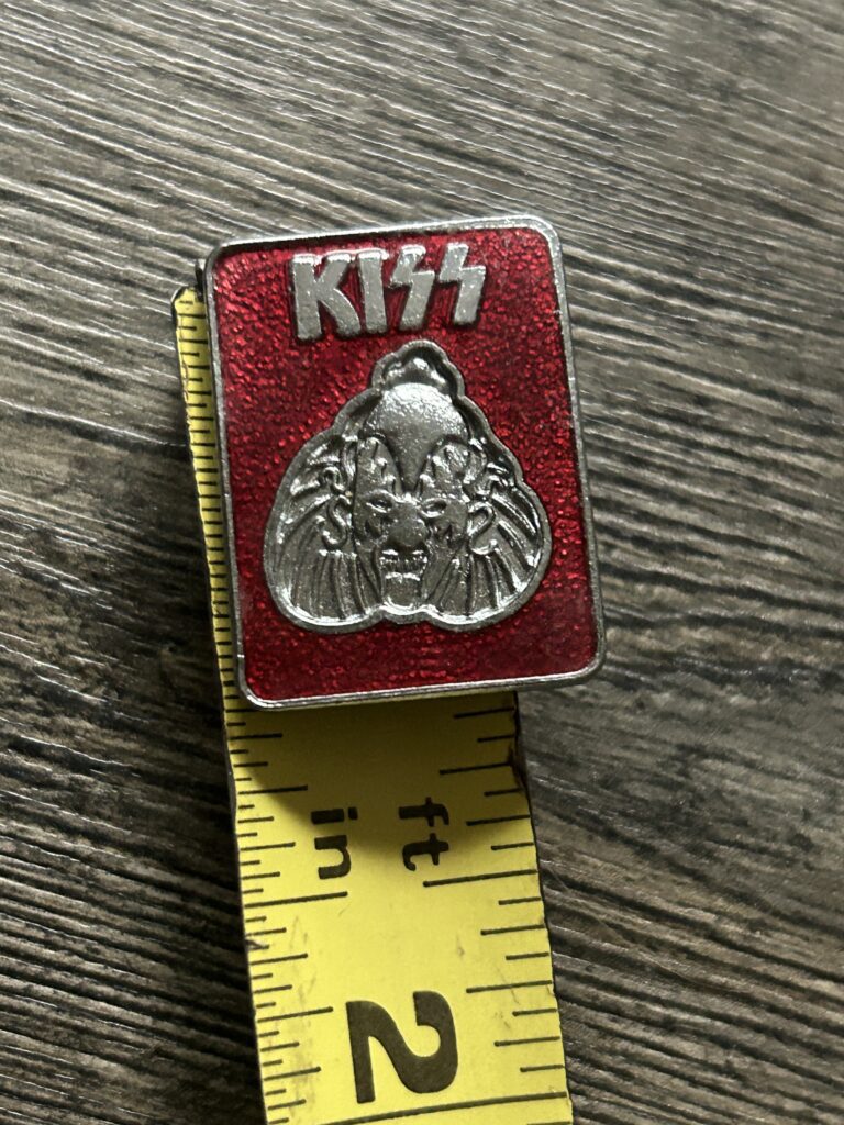 KISS Pin Badge Gene Simmons Silver Head Red 1" Vintage Kiss Memorabilia Aucoin