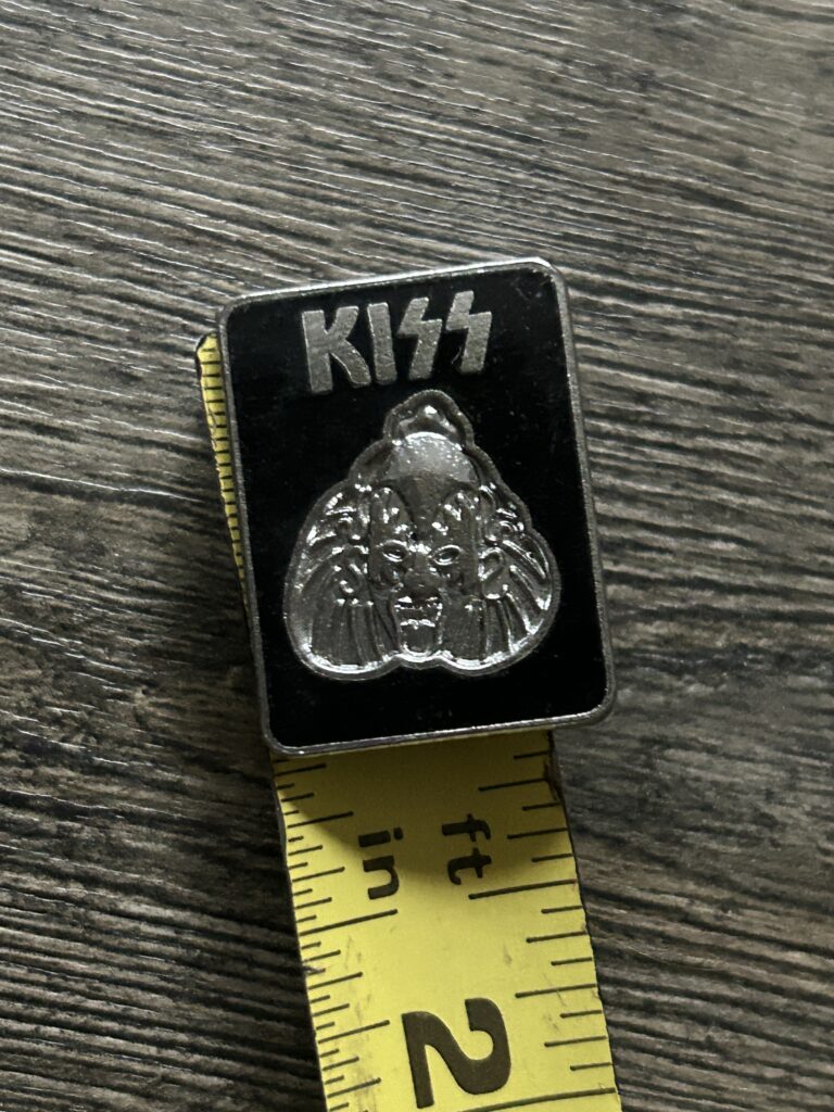 KISS Pin Badge Gene Simmons Silver Head Black 1" Vintage Kiss Memorabilia Aucoin