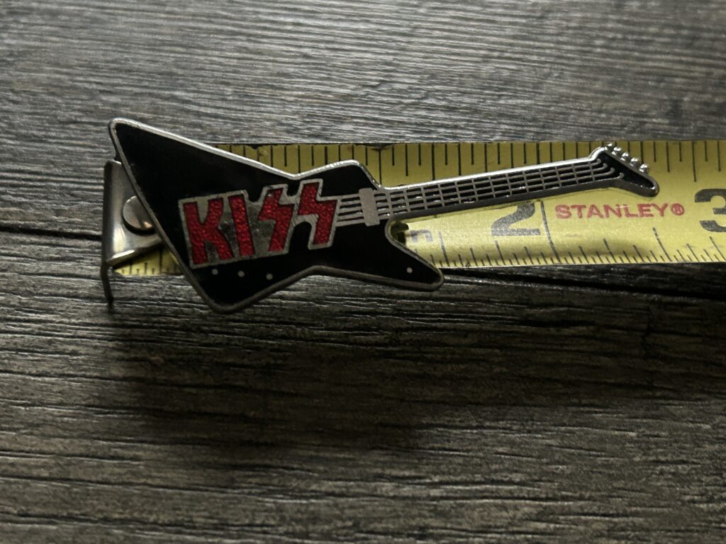 KISS Pin Badge Explorer Guitar Black Red 2 1/2" Vintage Kiss Memorabilia Aucoin
