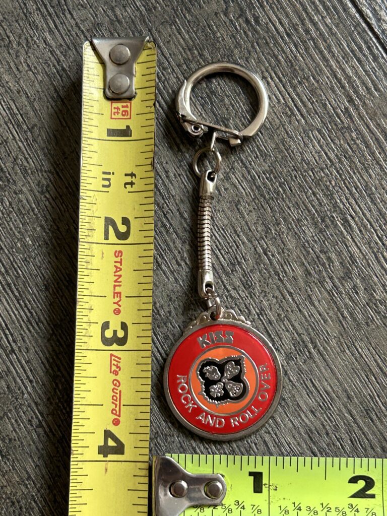 KISS Keychain Badge Rock And Roll Over German 1" Vintage Kiss Memorabilia Aucoin