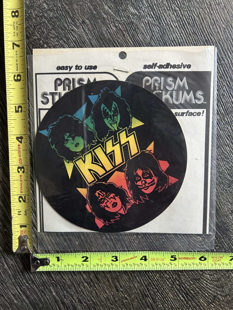 KISS Sticker Prism Stickums 1978 5" Round Sealed Vintage Kiss Memorabilia Aucoin