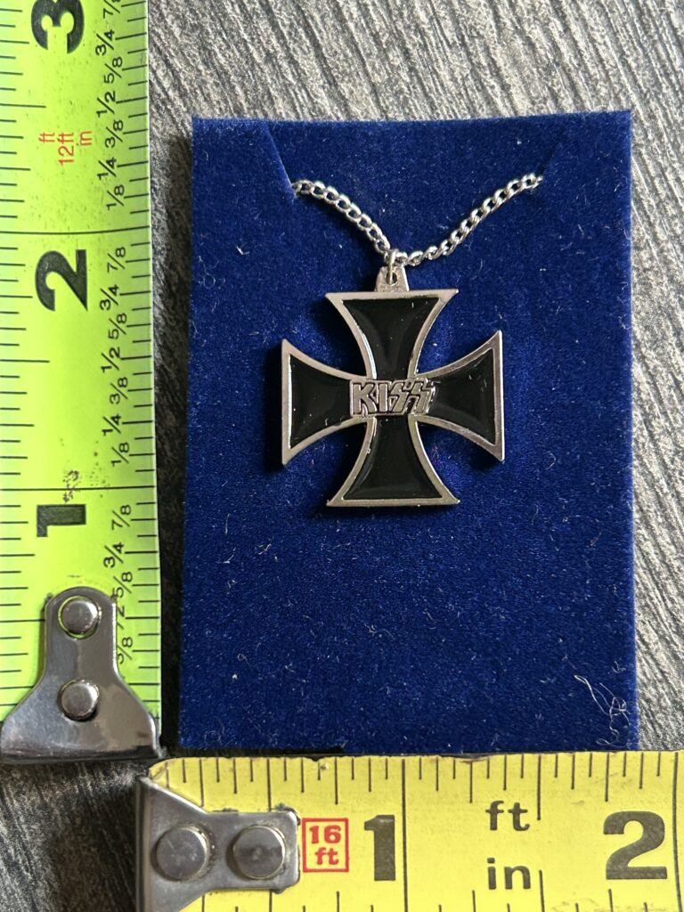 KISS Pendant Necklace Iron Cross Silver Black Vintage Kiss Memorabilia Aucoin