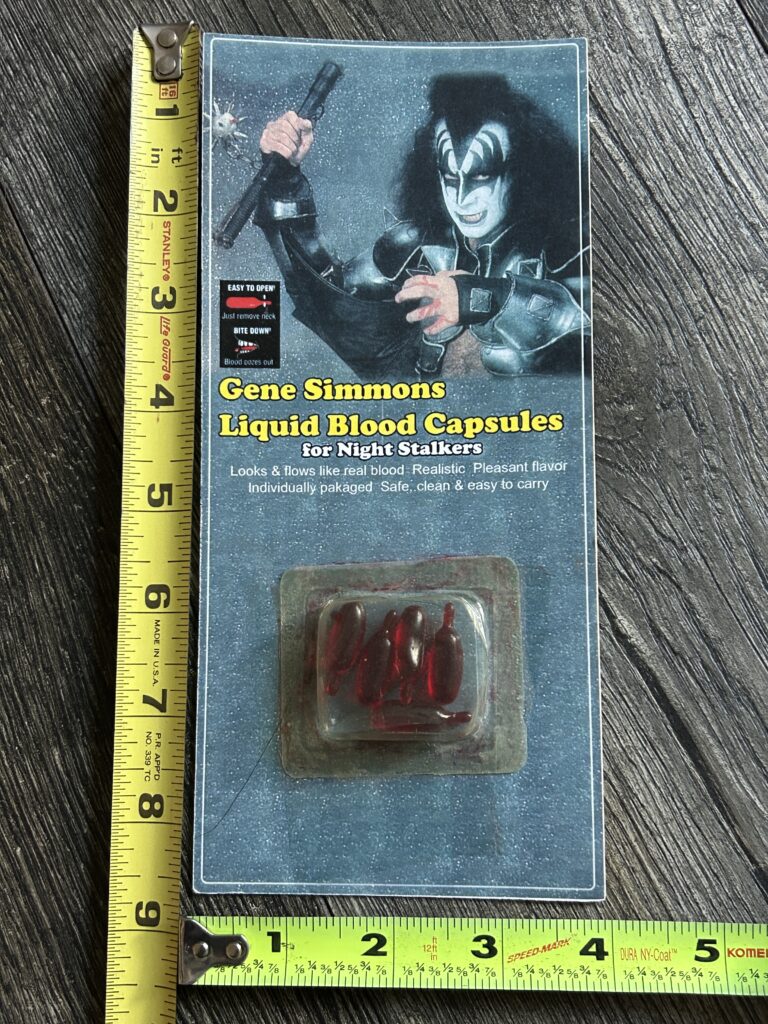 KISS GENE SIMMONS Blood Capsules 4pc Pack Vintage Kiss Memorabilia Aucoin Style