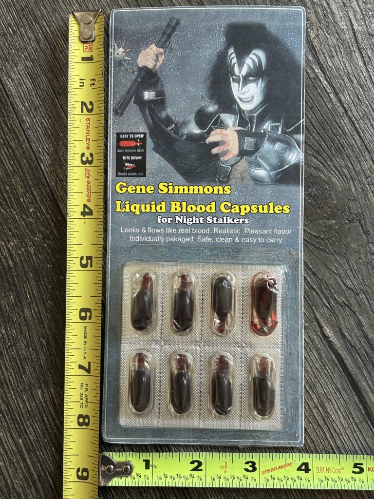 KISS GENE SIMMONS Blood Capsules 8pc Pack Vintage Kiss Memorabilia Aucoin Style
