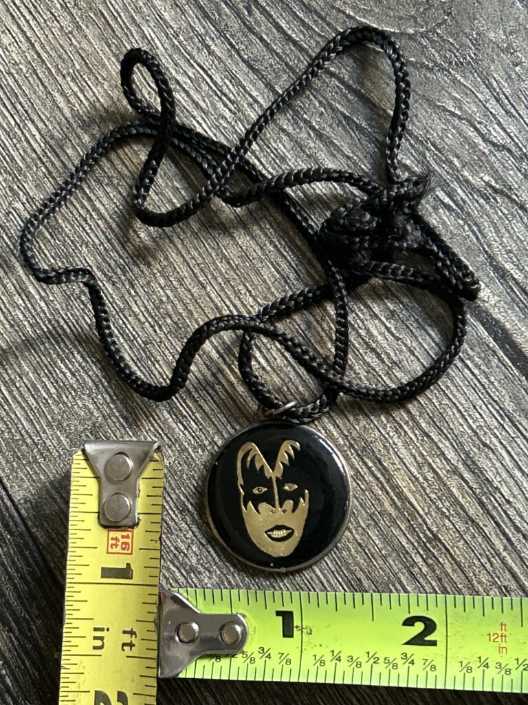 KISS Pendant Necklace Badge GENE SIMMONS Face Vintage Kiss Memorabilia Aucoin