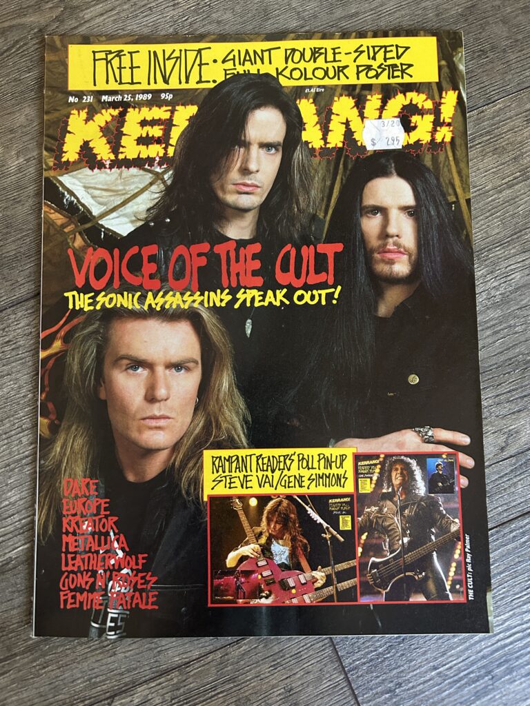 KISS Poster Centerfold Gene Simmons Kerrang Magazine 1989 Vintage Kiss The Cult