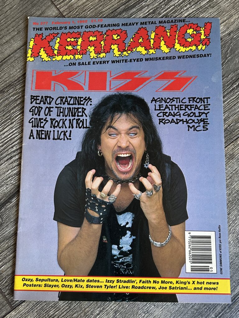 KISS Magazine Kerrang #377 Gene Kiss Revenge Poster Centerfold Vintage Kiss