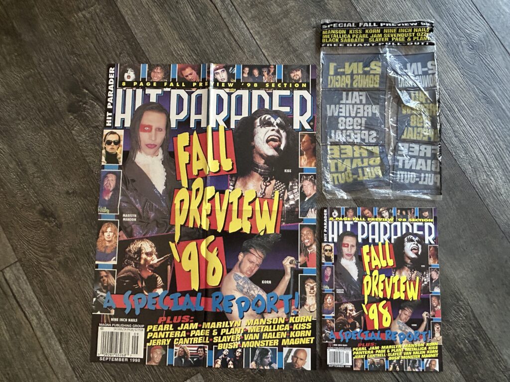 KISS Magazine Hit Parader Sep 1998 Vintage Kiss Poster Reunion Marilyn Manson