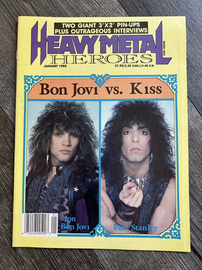 KISS Magazine Heavy Metal Heroes Kiss vs Bon Jovi w/ Kiss Poster Vintage Kiss