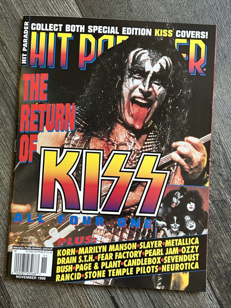 KISS Magazine Hit Parader Nov 1998 Gene Simmons Cover Kiss Poster Vintage Kiss
