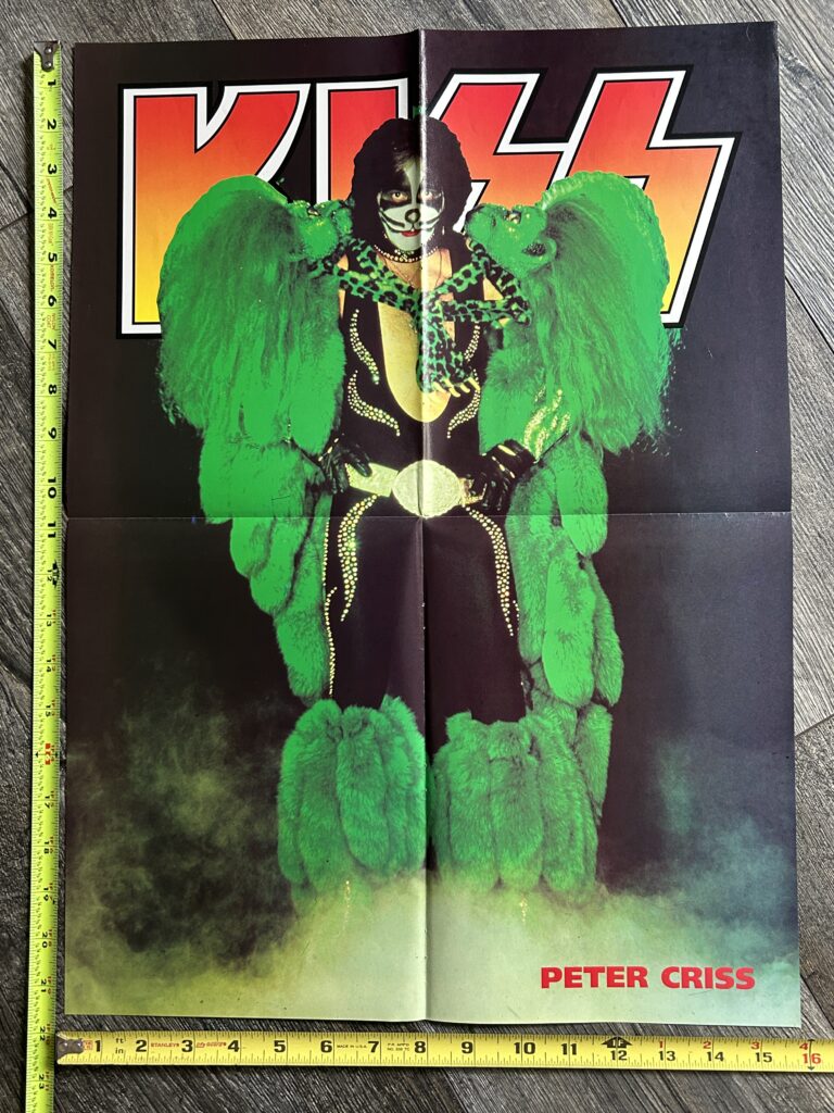KISS Poster Centerfold Peter Criss Dynasty 16x21.5 Vintage Kiss Memorabilia