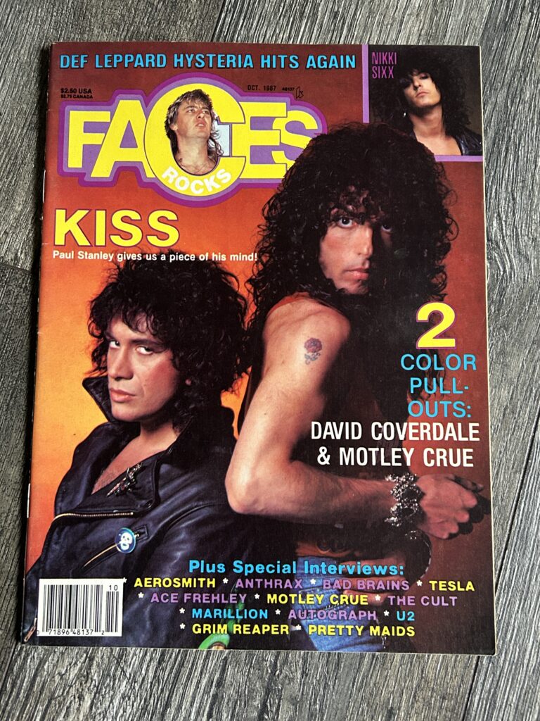 KISS Magazine Faces Rocks Oct 1987 Vintage Kiss Centerfold Poster Motley Crue