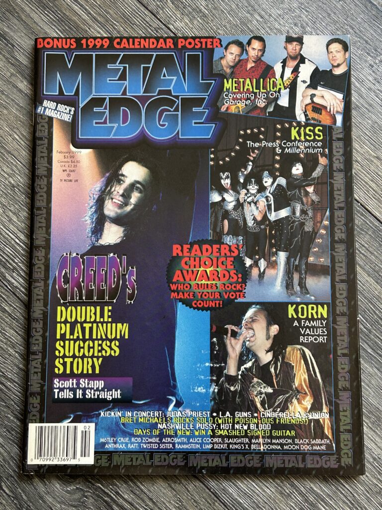KISS Magazine Metal Edge Feb 1999 Vintage Kiss Memorabilia Creed Korn Metallica