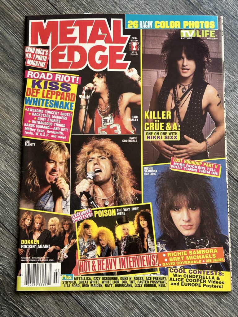 Metal Edge Magazine Feb 1988 Motley Crue Kiss Poison Dokken Jovi Def Hair Metal