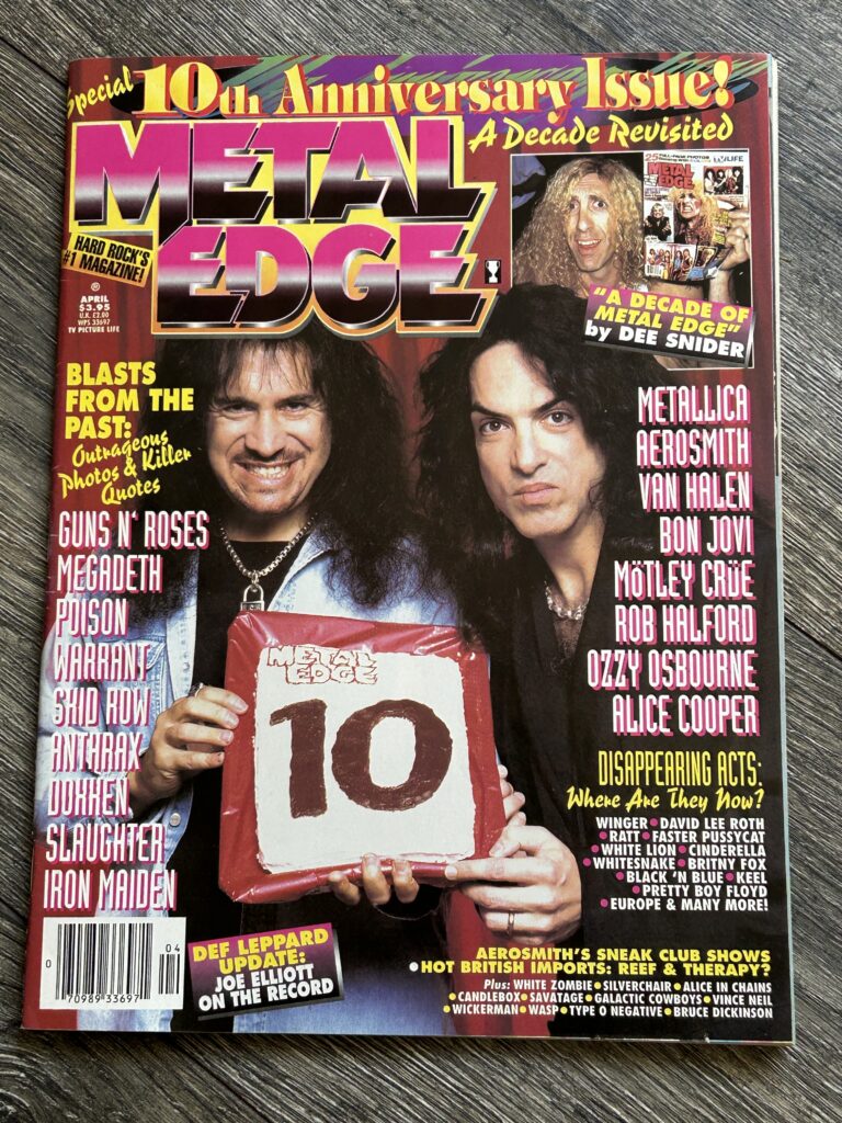 KISS Magazine Metal Edge Apr 1996 Vintage Kiss Memorabilia White Zombie Crue