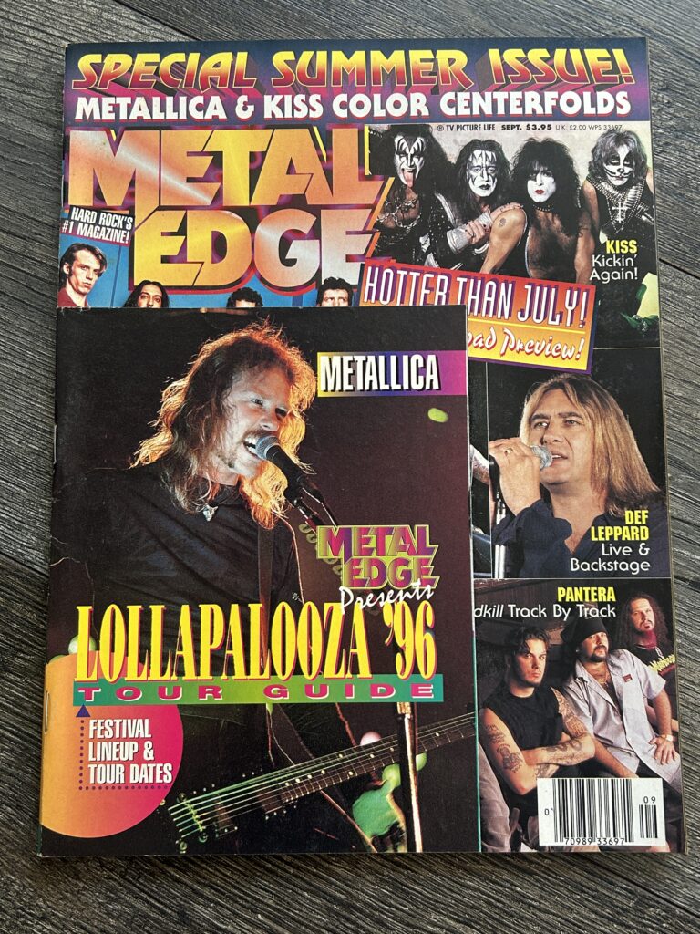 KISS Magazine Metal Edge Sep 1996 Vintage Kiss Centerfold Lollapalooza Metallica