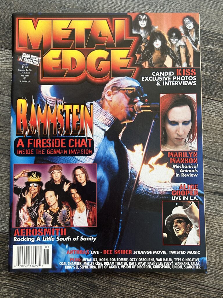 KISS Magazine Metal Edge Jan 1999 Vintage Kiss Centerfold Poster Rammstein