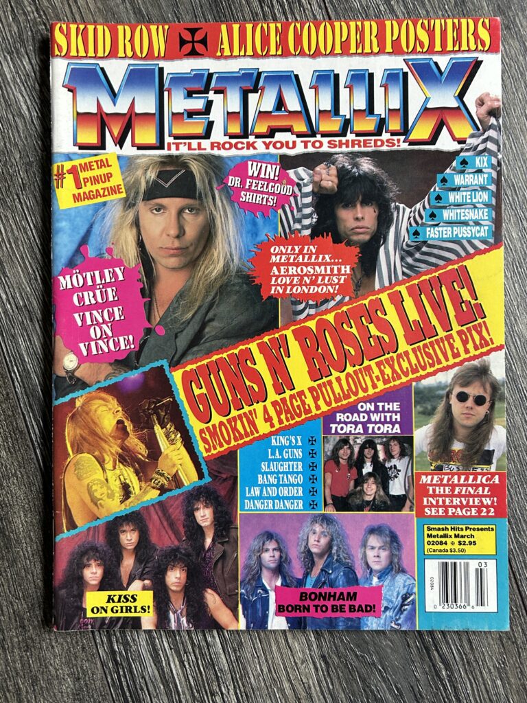 KISS Magazine Metallix 1990 Vintage Kiss Bonham Crue Guns n Roses Hair Metal