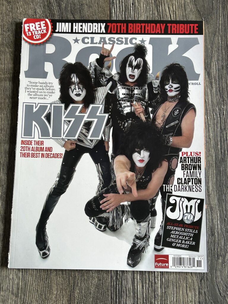 KISS Magazine Classic Rock Nov 2012 Vintage Kiss Jimi Hendrix 70th Bday NO CD